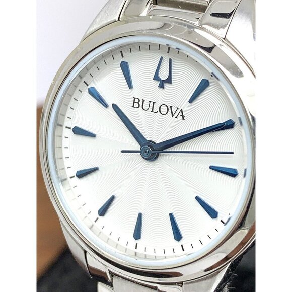 Bulova Women's Watch 96L285 Quartz White Blue Dial Silver Stainless Stee… - Picture 12 of 13